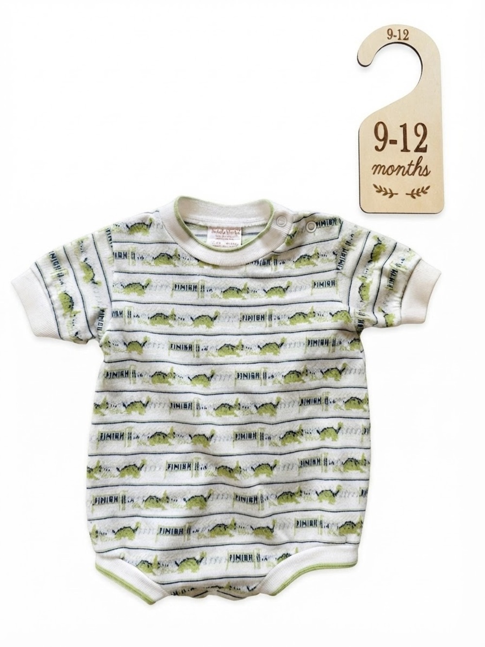 ToddlyWinks Vintage Retro Tortoise and Hare Finish Graphic Baby Bodysuit 12M